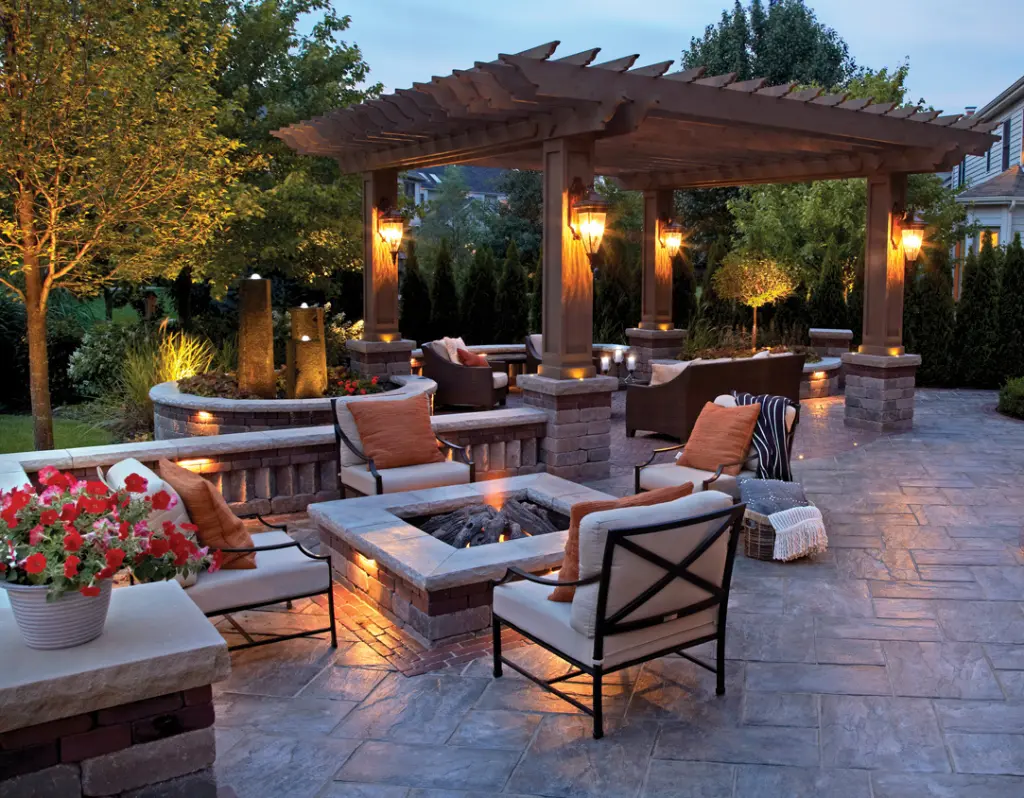 Pergola, paver patio and fire pit project in Algonquin, Illinois